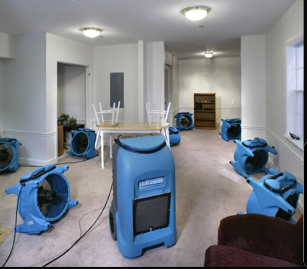 Air movers and dehumidifier setup for Water Damage Restoration in Cypress Gardens